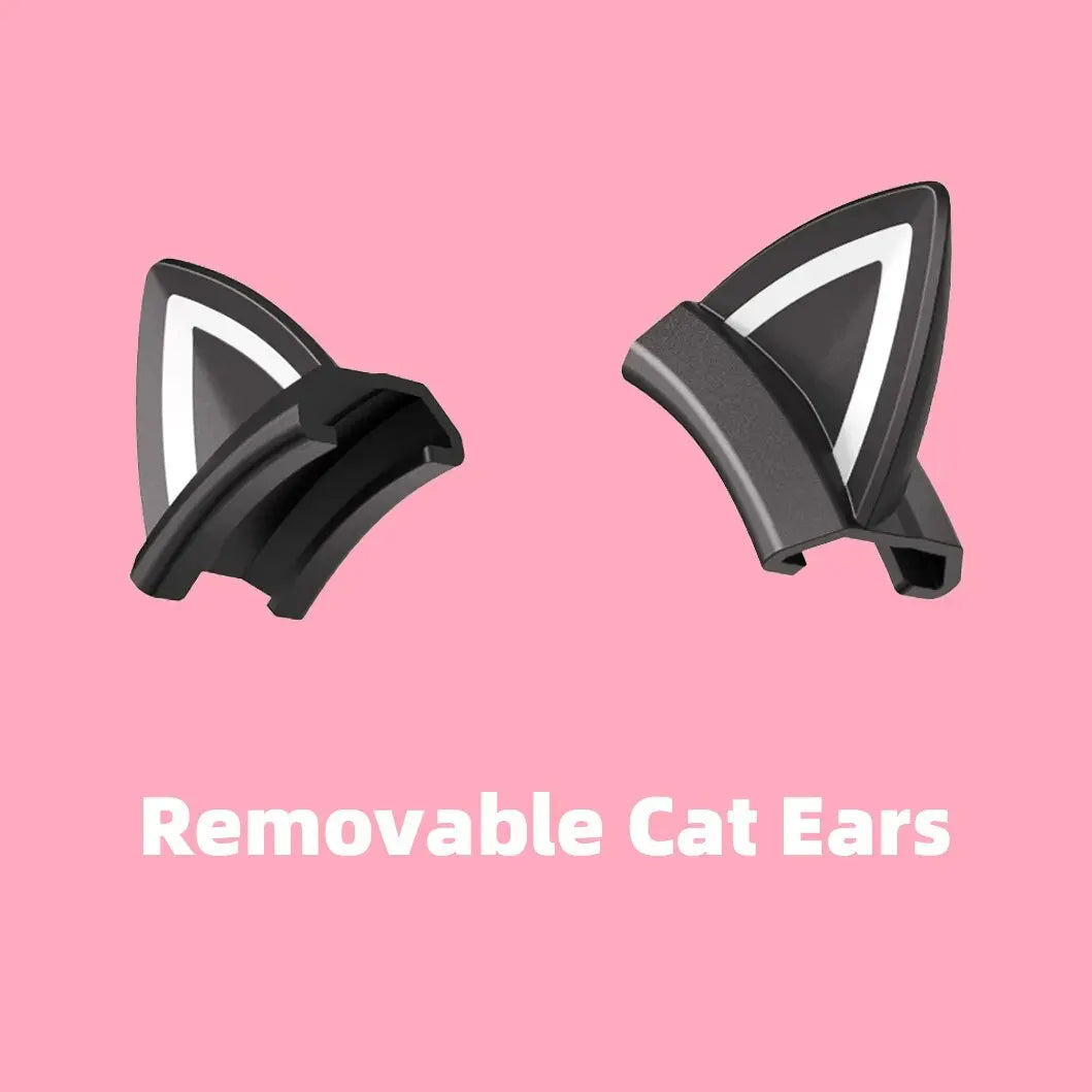 Gaming Headset with Dynamic RGB Light Detachable Cat Ears Mouse Holder Esports Package Wired Headphones with Mic for PC