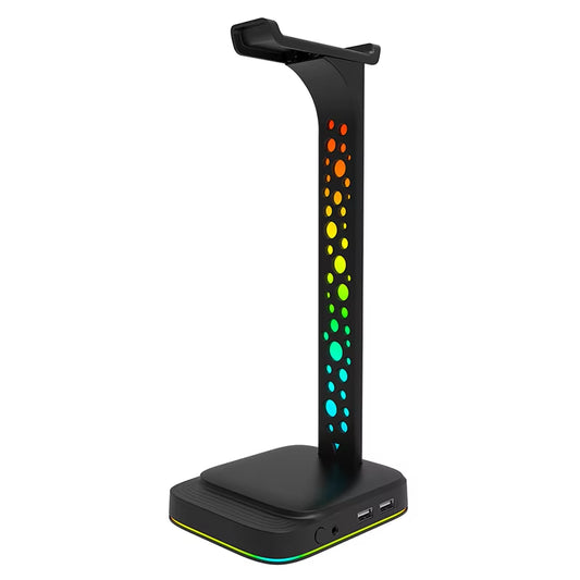 RGB Headphone Stand with Type C 2 USB Ports 3.5Mm Audio for All Headsets Gamers Gaming PC Desktop Earphone Accessories Holder