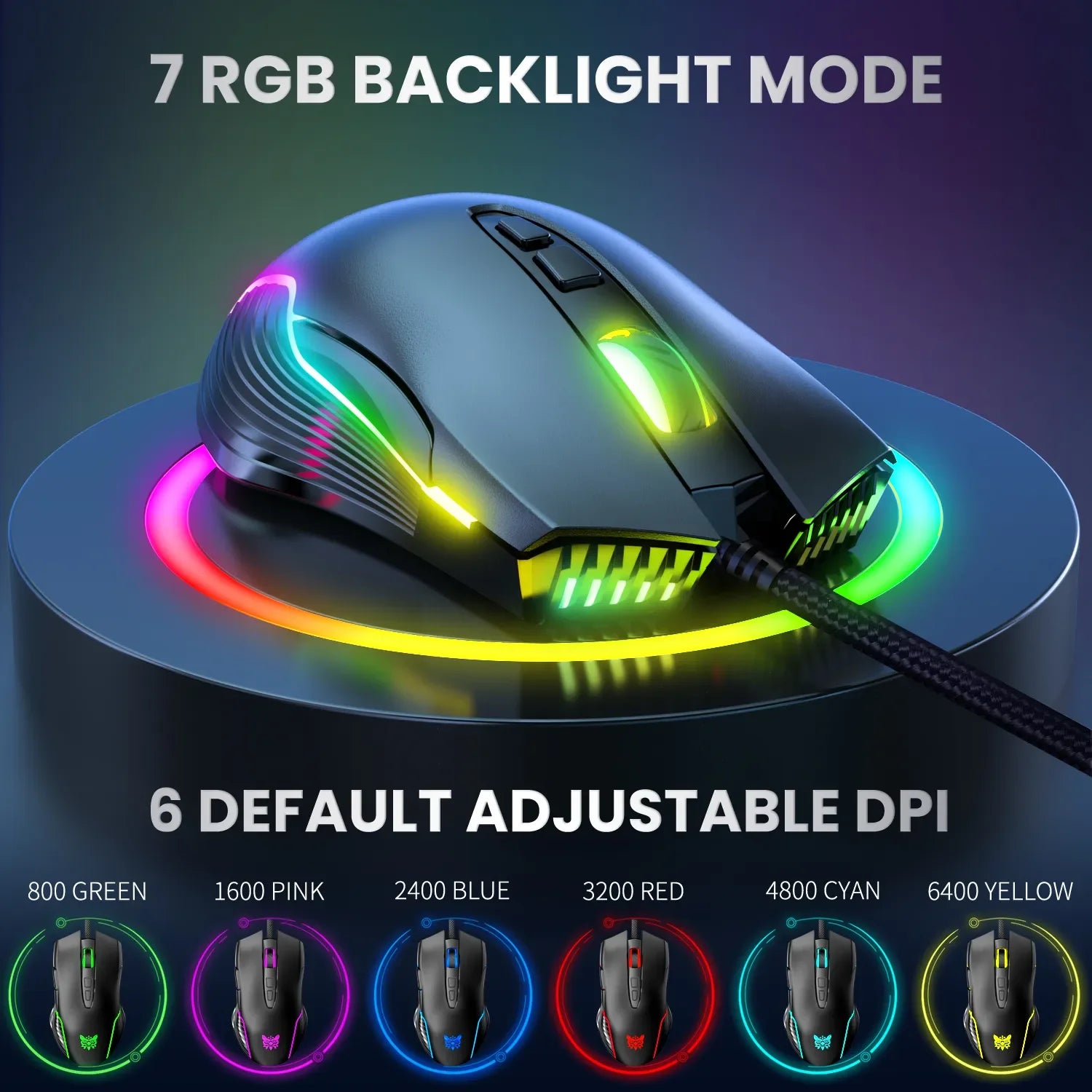 Gaming Headset with Dynamic RGB Light Detachable Cat Ears Mouse Holder Esports Package Wired Headphones with Mic for PC