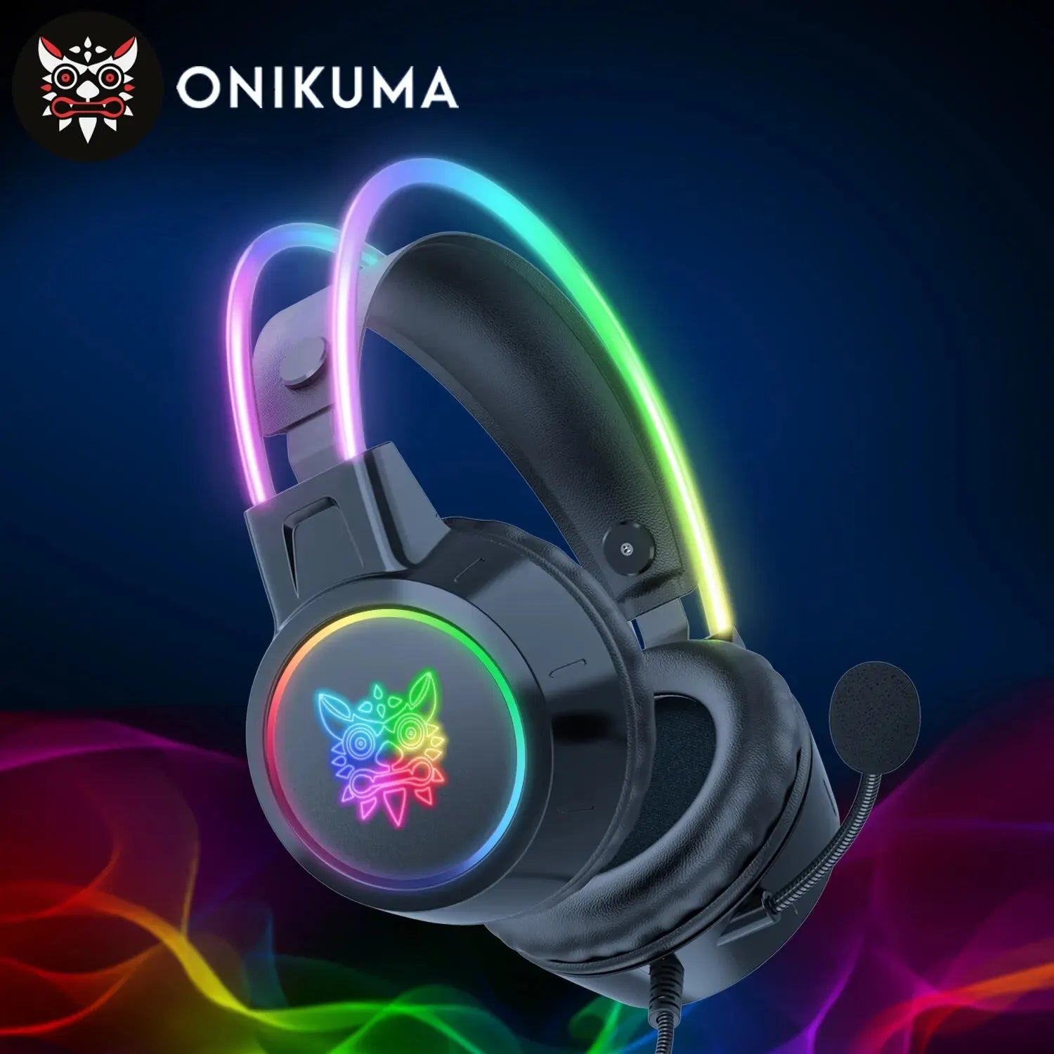 Gaming Headset with Dynamic RGB Light Detachable Cat Ears Mouse Holder Esports Package Wired Headphones with Mic for PC